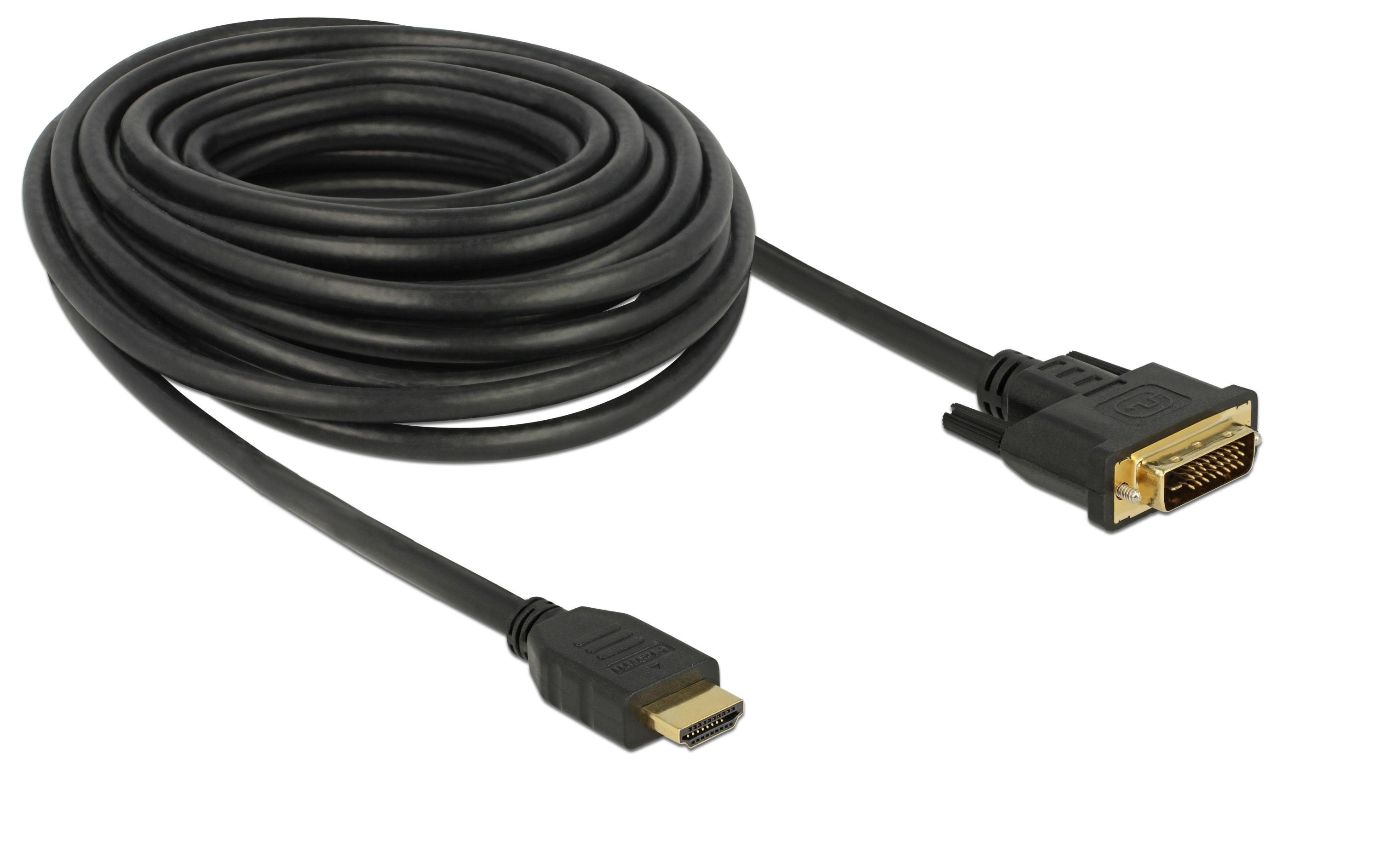 Kabel HDMI – DVI, 10 m, bidirektionalDelock HDMI zu DVI 24+1 Kabel bidirektional 10 m