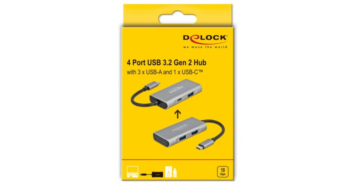 DeLOCKExternal USB 3.2 Gen 2 USB Type-C Hub usb-hub  (Grijs)