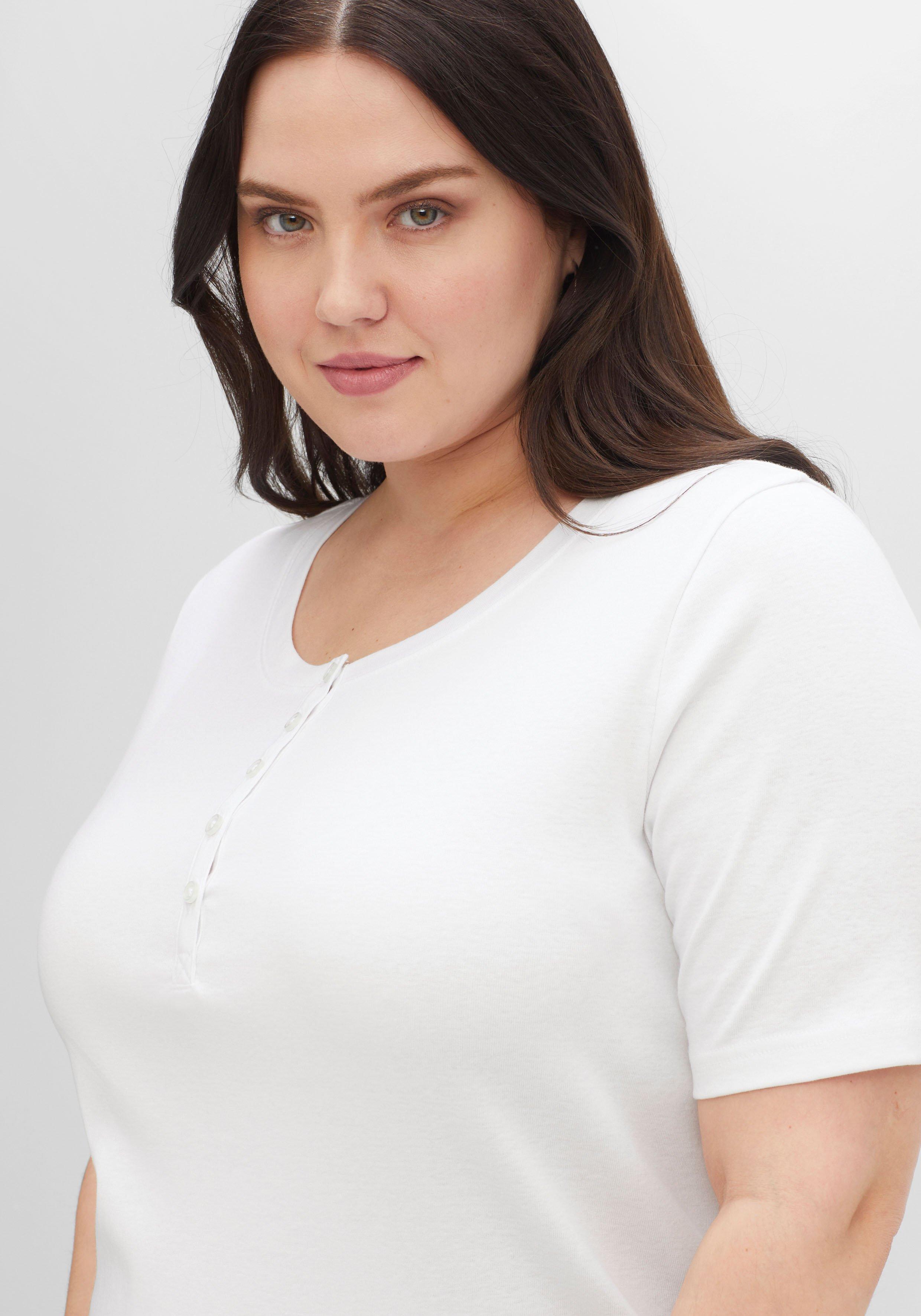 Shirt in Rippstruktur, mit Knopfleiste