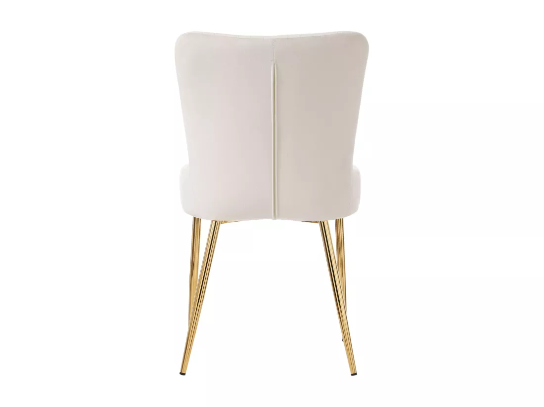 Lot de 4 Chaises en velours - avec pieds en métal doré - Beige