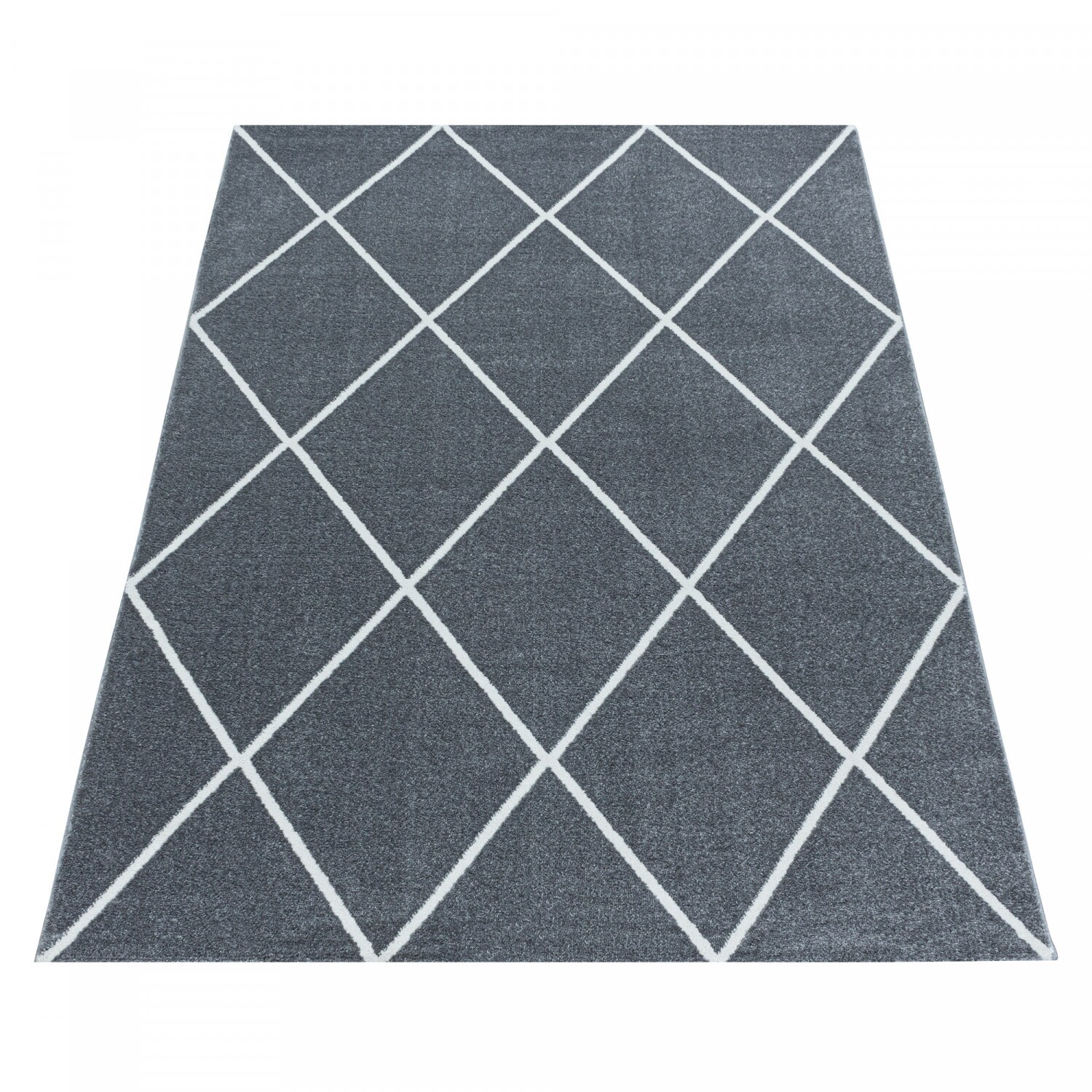 Stilvoller Designer Teppich: Moderner Kurzflor, Rautenmuster für das Wohnzimmer
