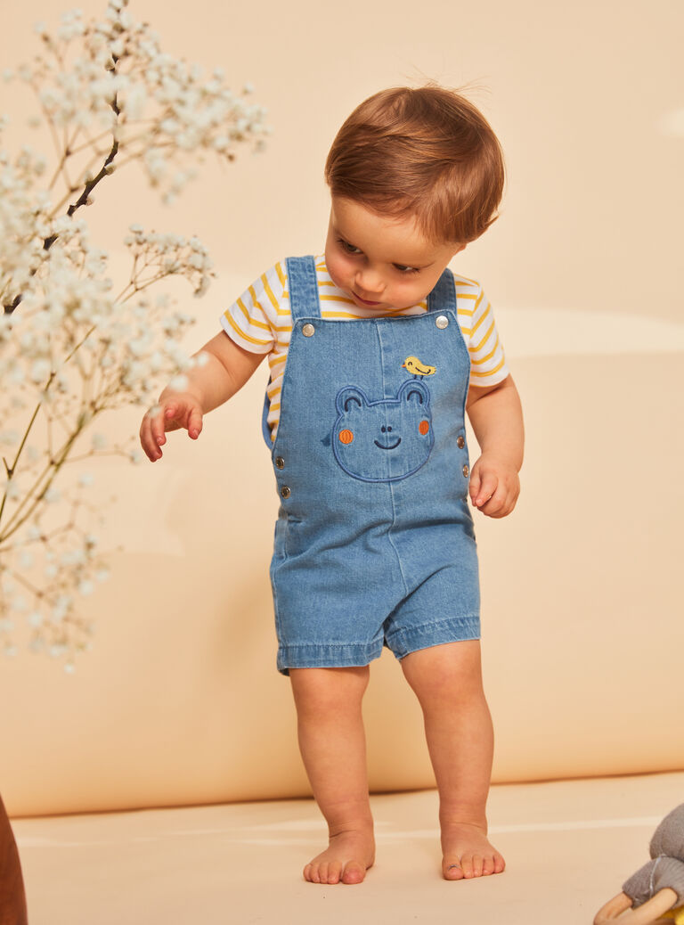 Salopette courte bleue en denim