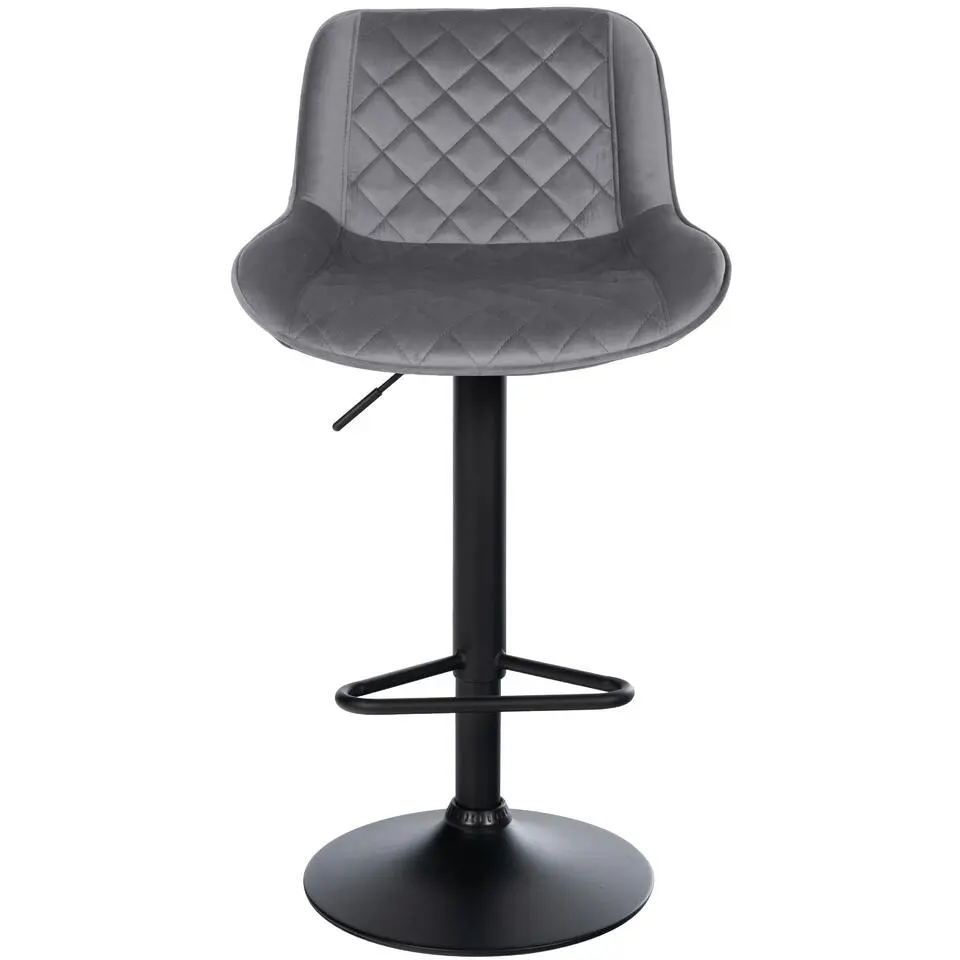 CLP Barkruk Kasson zwart Frame - Fluweel - donkergrijs
