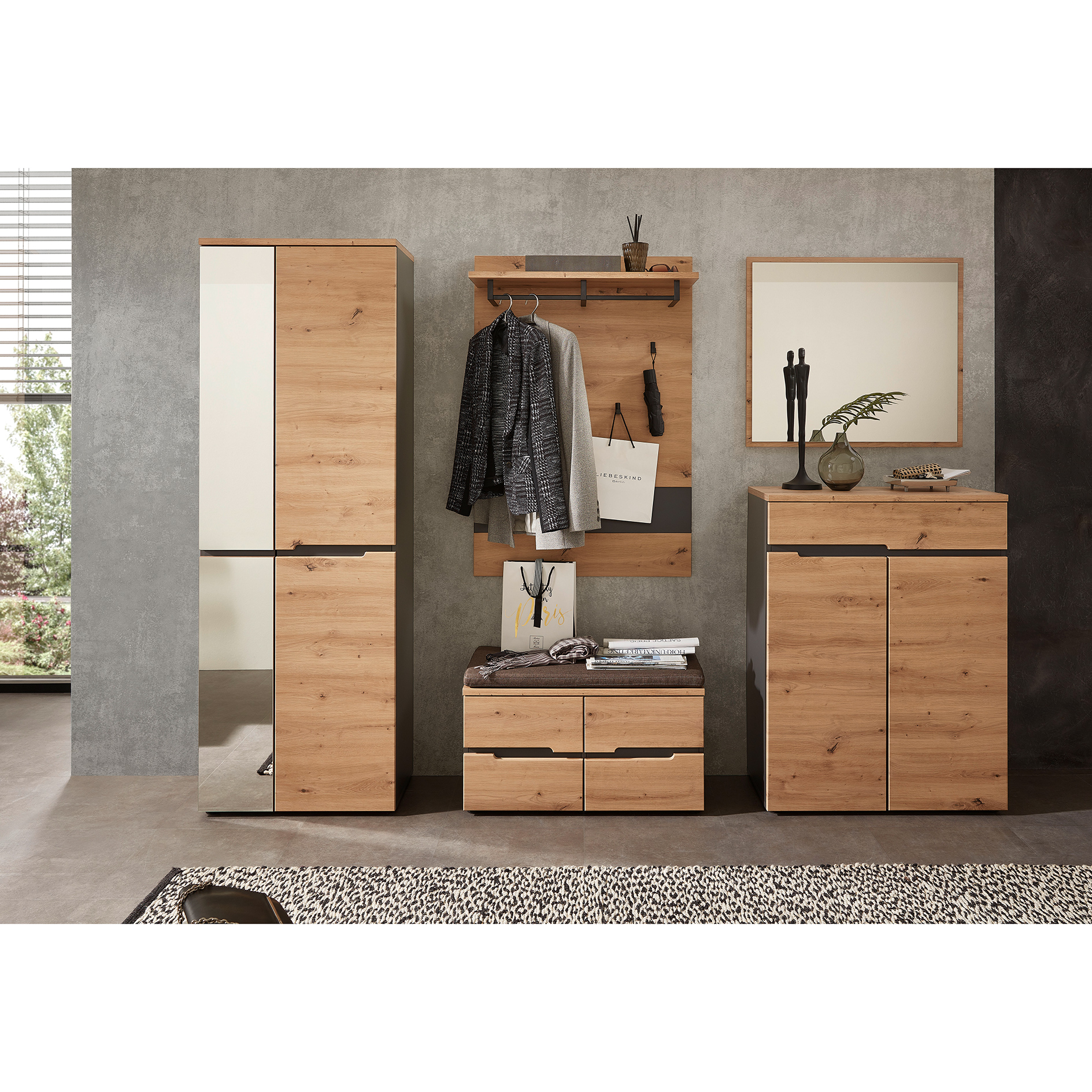 Garderobenschrank - Artisan Eiche - graphit - 65 cm