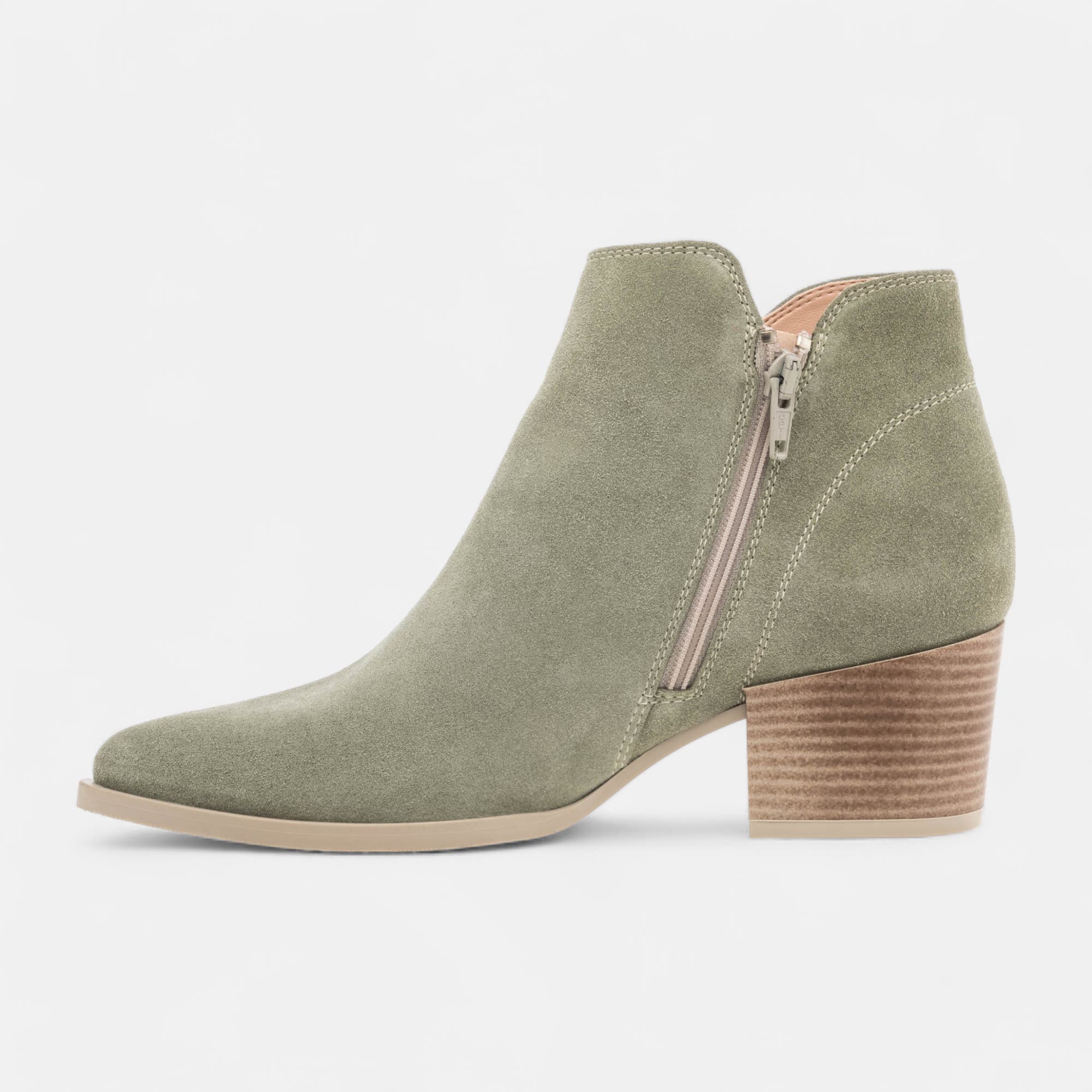 Bottines à talon Femme en cuir kaki