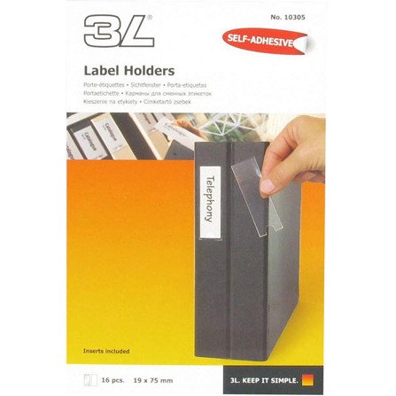 Porte-étiquettes adhésif 75 x 19 mm 3L transparent - Boîte de 160