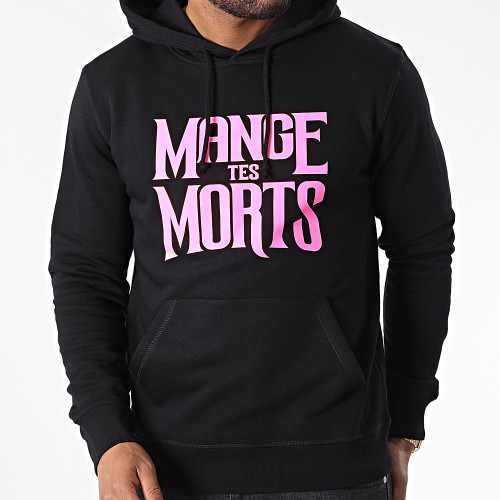 Sweat Capuche Mange Tes Morts Noir Rose Fluo