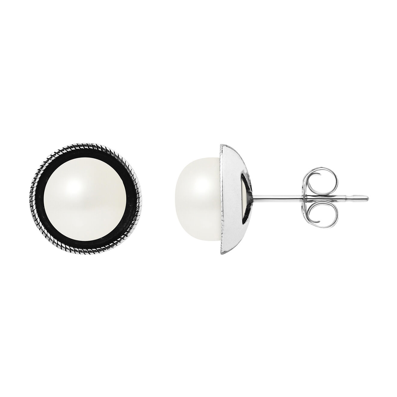 Mitzuko Boucles d'oreilles Argent rhodié Perles d'Eau Douce blanches