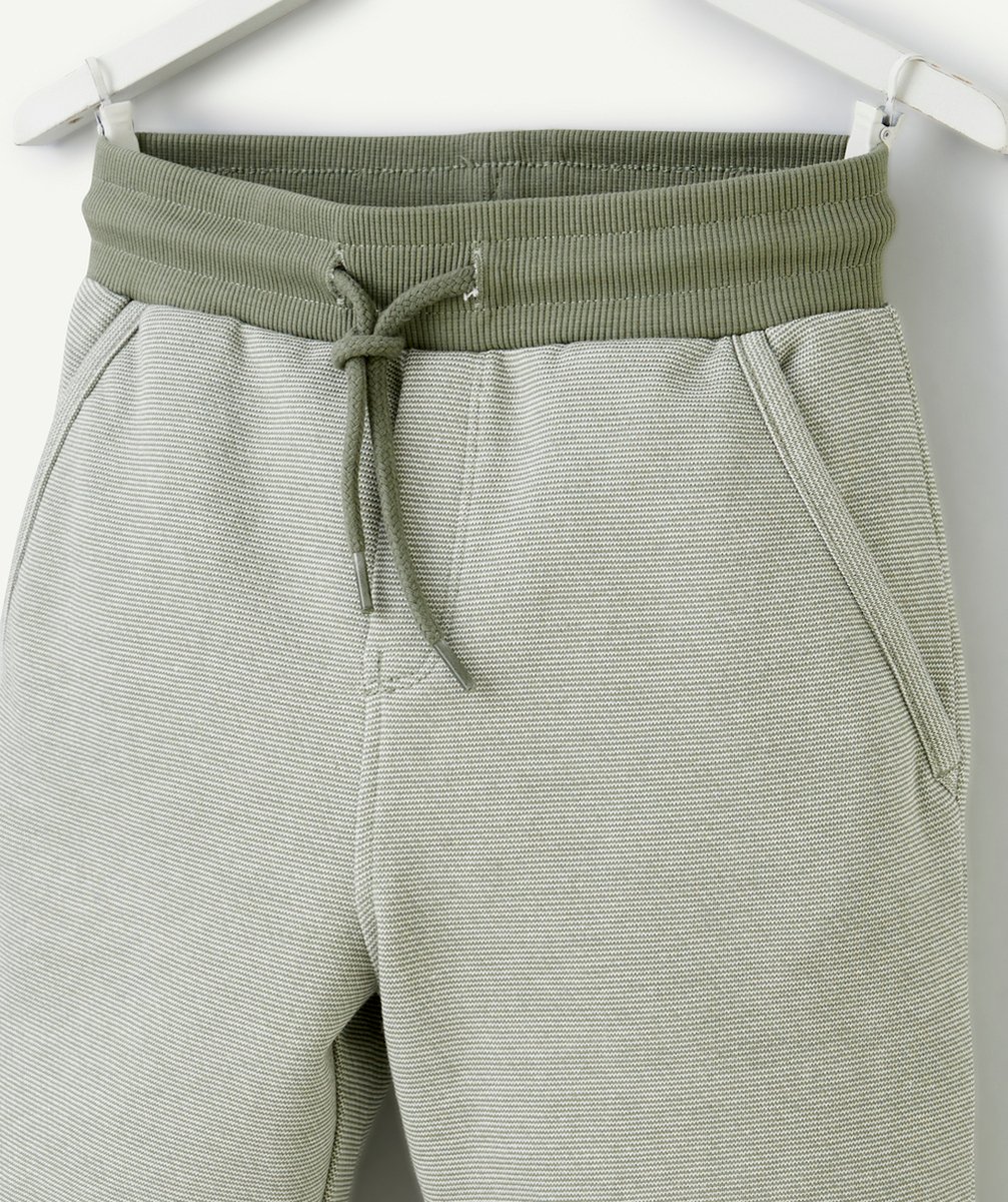 bermuda garçon en coton bio vert avec revers