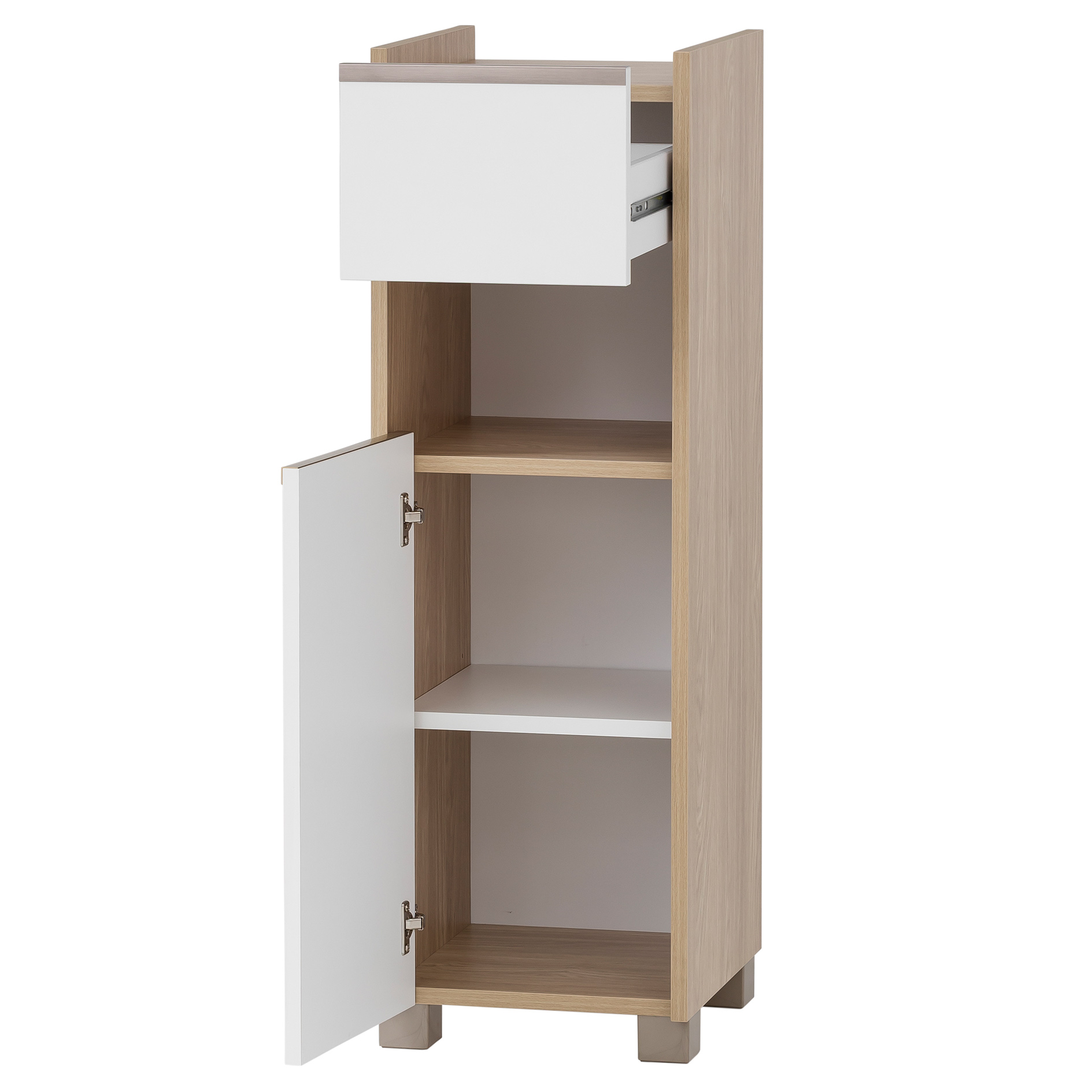 Unterschrank - kreideweiß - Eiche hell - 94,7 cm hoch
