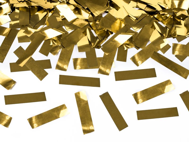 Partydeco Streudeko Konfettikanone Gold, 40 cm Metallisches Konfetti