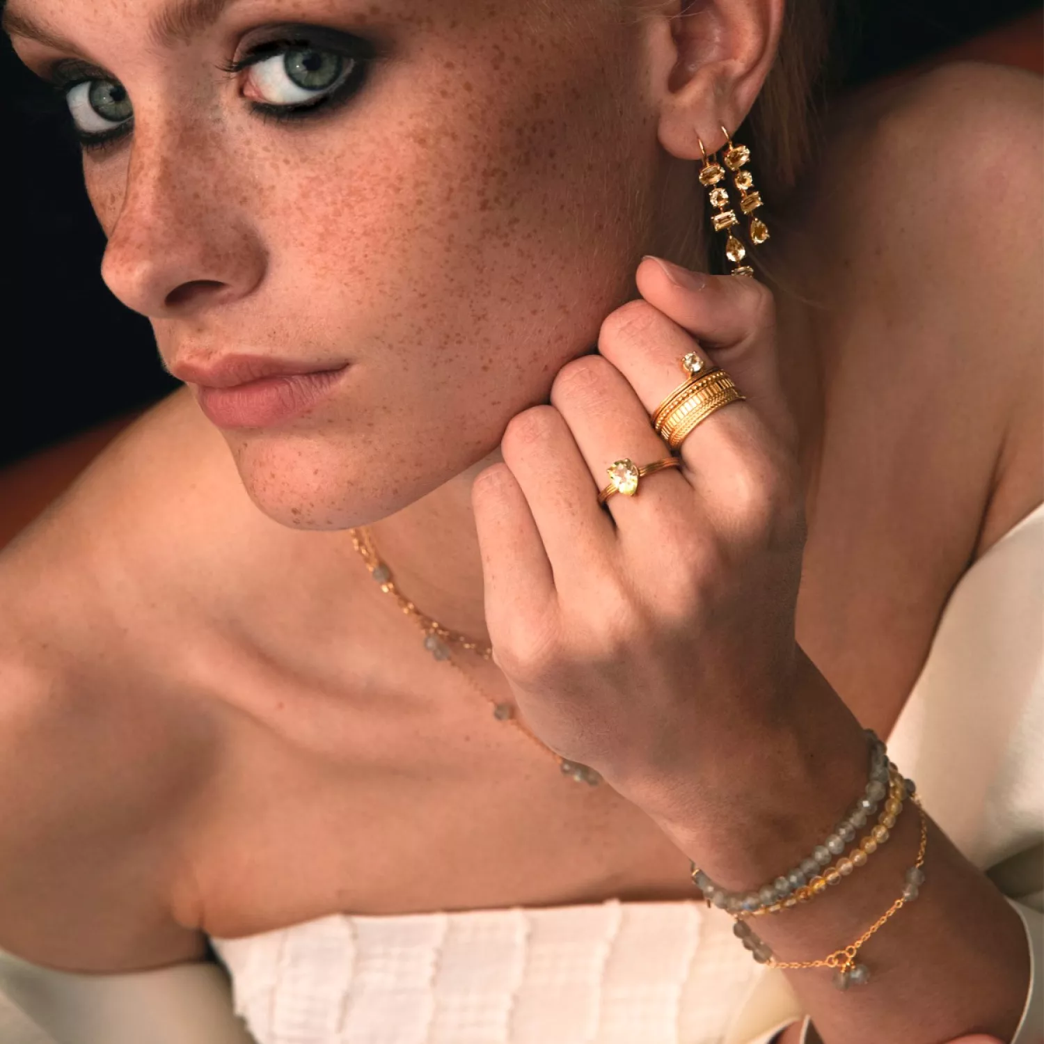 Carré Armbånd 18 kt. Forgyldt Sølv FB 4364 LB-Rondelle 16+1,5+1,5cm