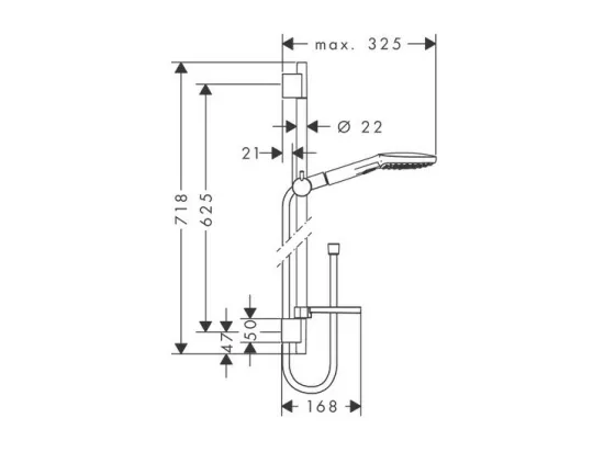 Set de douche 120 3jet avec barre Unica'S puro 65 cm et porte-savon chromé Hansgrohe Raindance Select E
