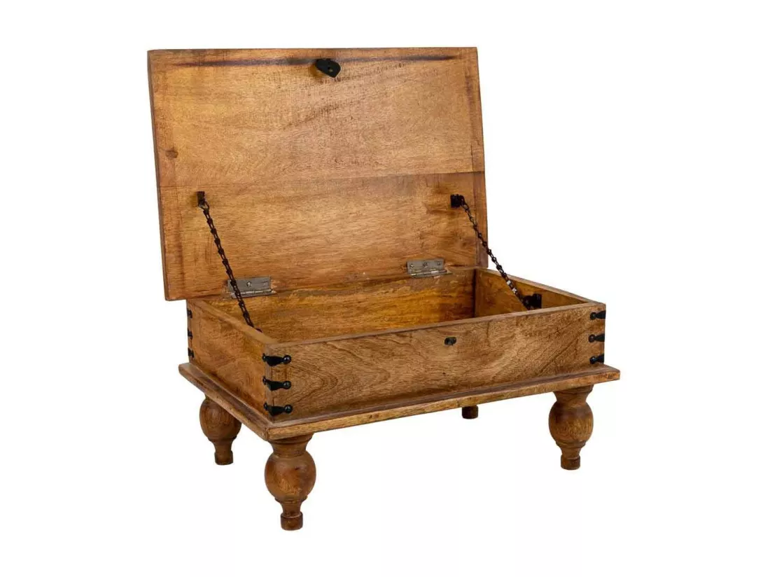 Coffre artisanal en bois marron 60x40x30h