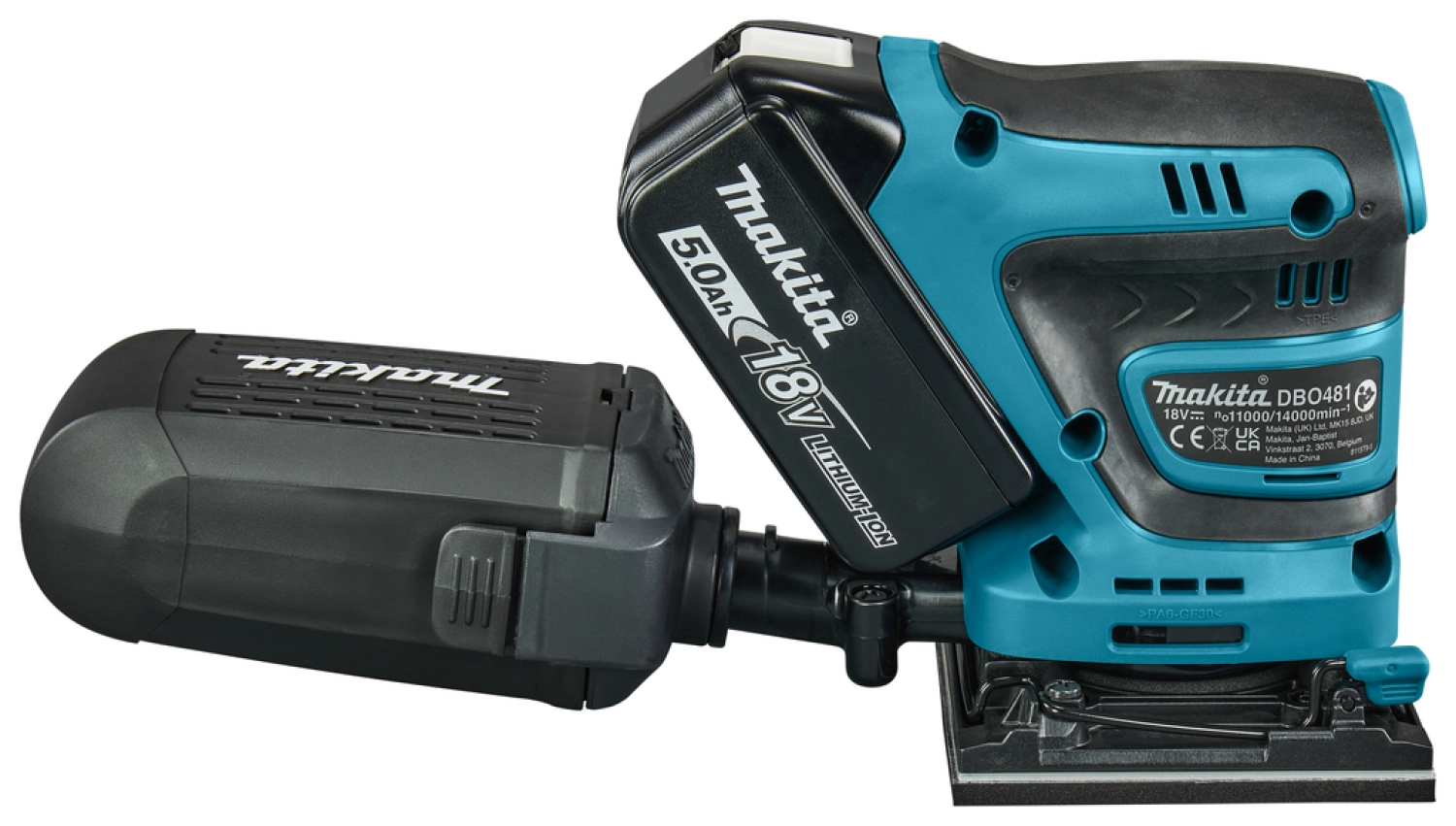 Makita DBO481RTJ LXT 18V Li-ion Accu vlakschuurmachine set (2x 5,0Ah) in Mbox - 114x140 mm
