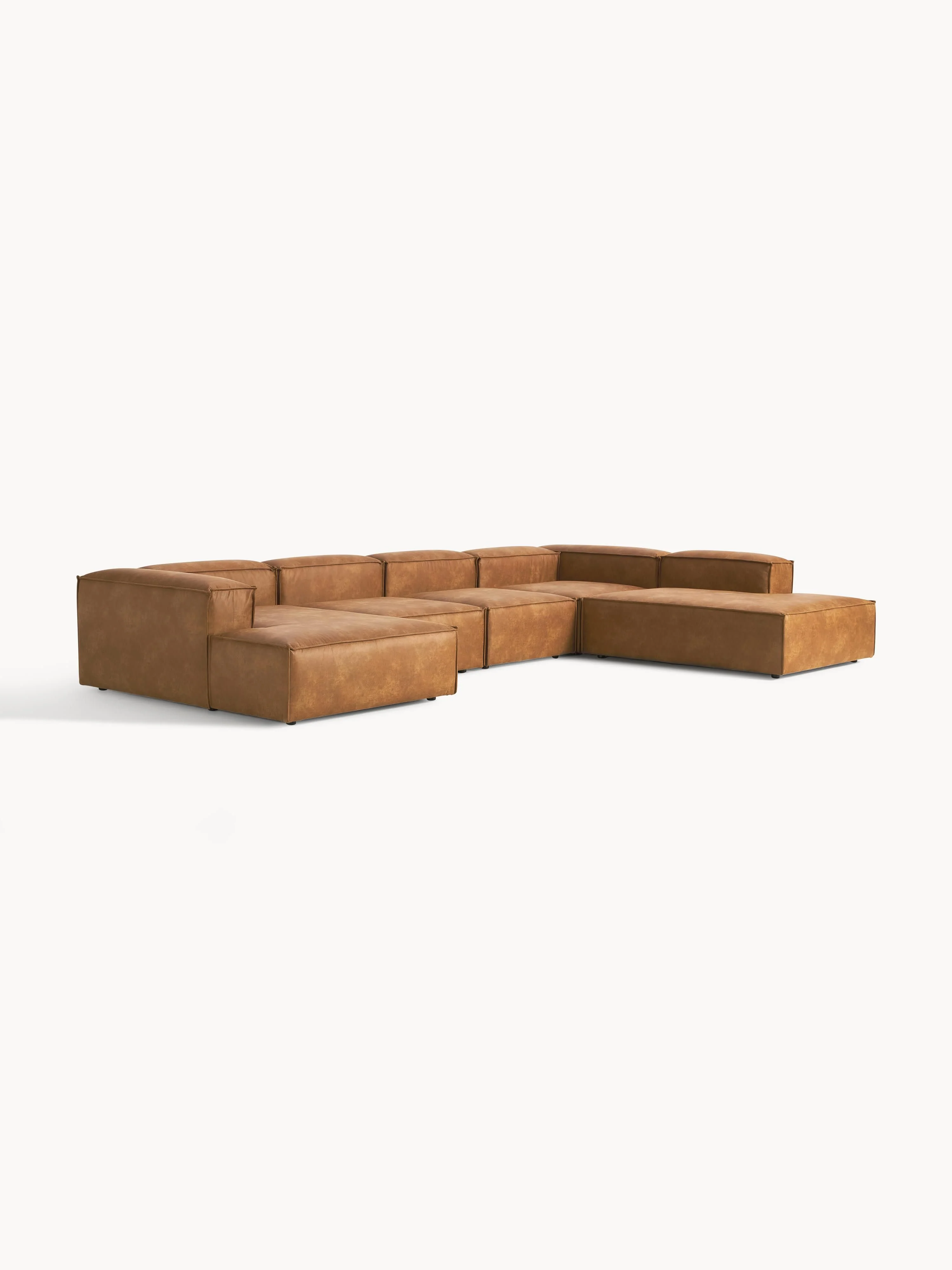 Modulaire U-bank Lennon van gerecycled leer