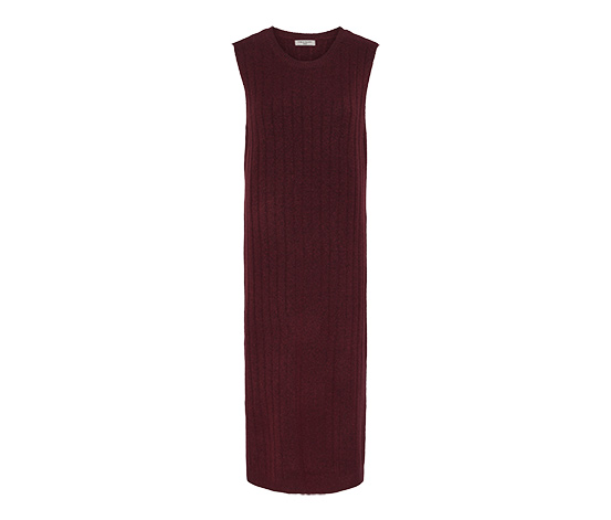 Geripptes Strickkleid, rot