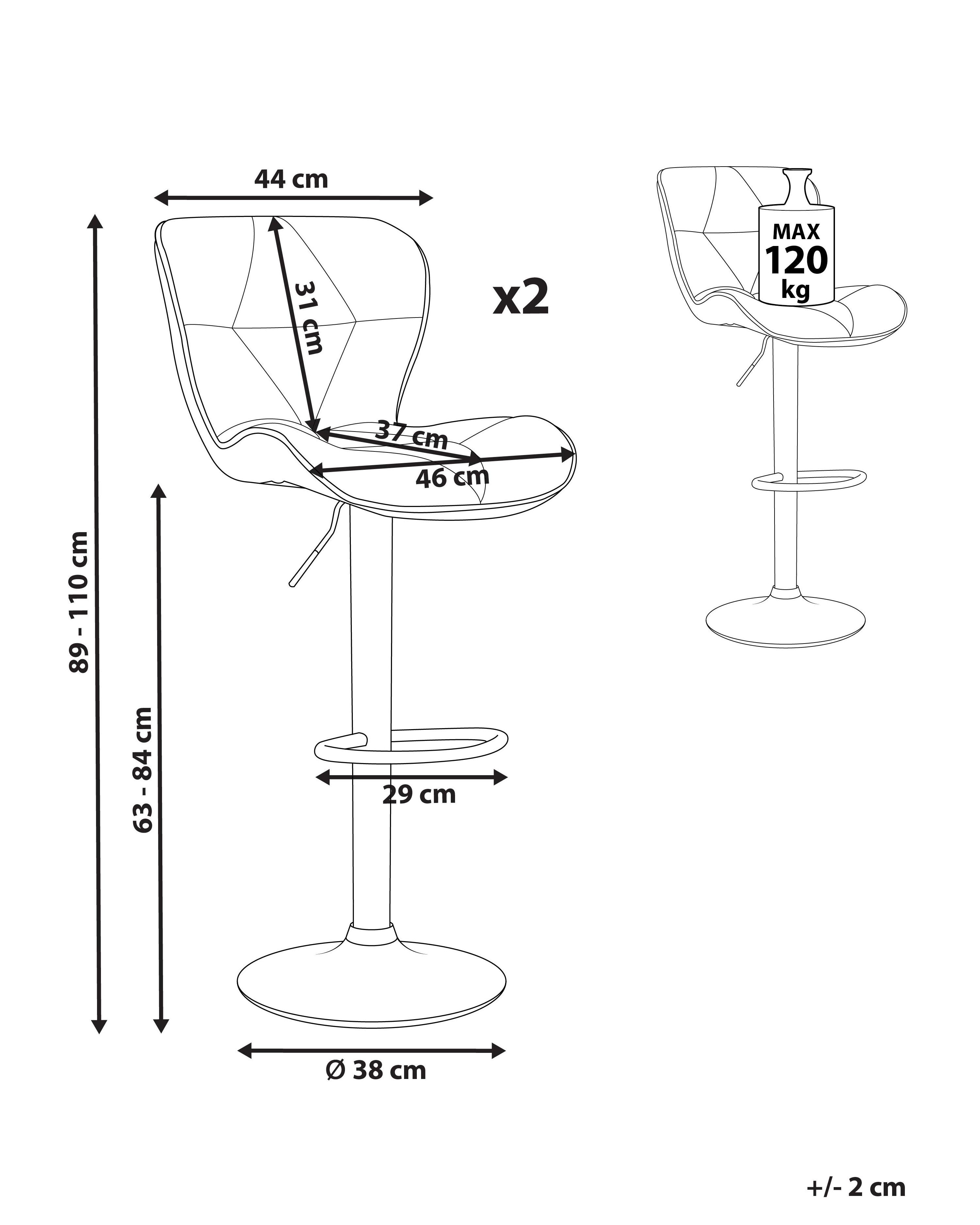 Set van 2 barstoelen VALETTA Kunstleer draaibaar Lichtbeige