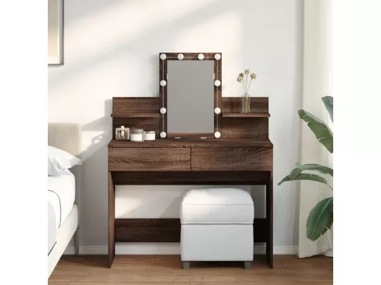Coiffeuse avec LED chêne marron 100x40x130 cm