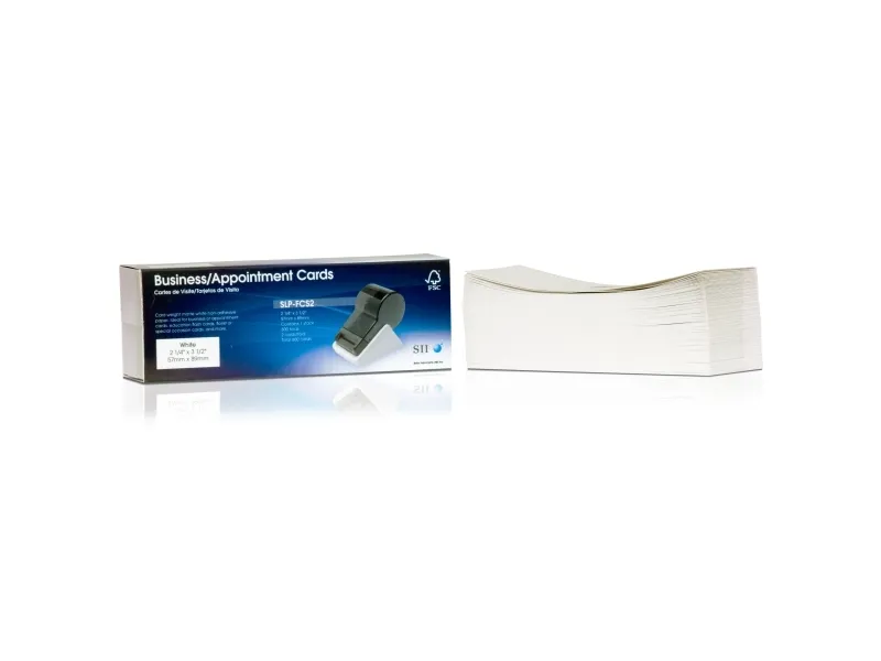 Seiko Instruments SLP-FCS2 - Mat - ikke-klæbende - hvid - 57 x 89 mm 600 kort (300 ark x 2) visitkort - for Smart Label Printer 440, 440 Office Administration Pack, 450, 620, 650, 650SE