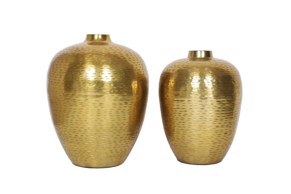 Elegantes Vasen 2er Set ORIENTAL 32cm gold im Rice Hammerschlag Design