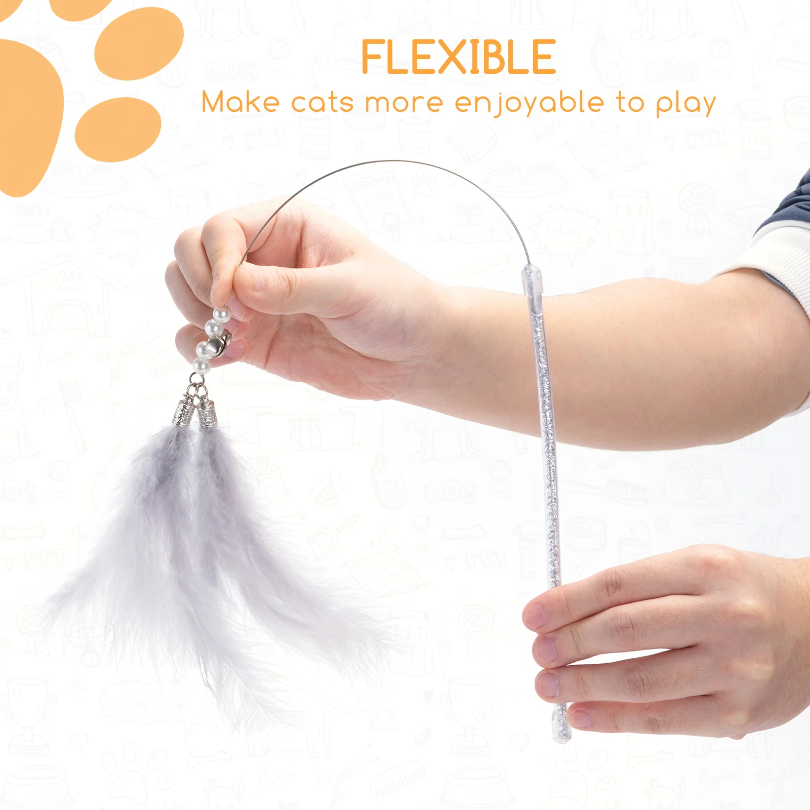 Brinquedo de Pena para Gatos Nobleza-Cat Teasing Stick (2 peças), Brinquedo de Pena Interativo para Gatos