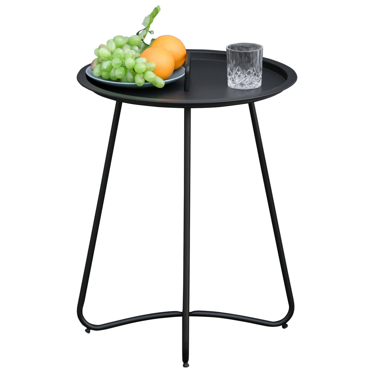 Outsunny bijzettafel, Ø46 x 56H cm, metaal, zwart