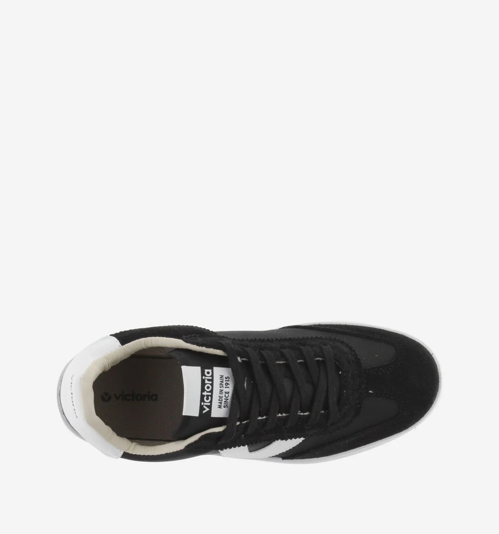 BERLÍN CUIR FENDU & NYLON Baskets monochromes unisexes NEGRO