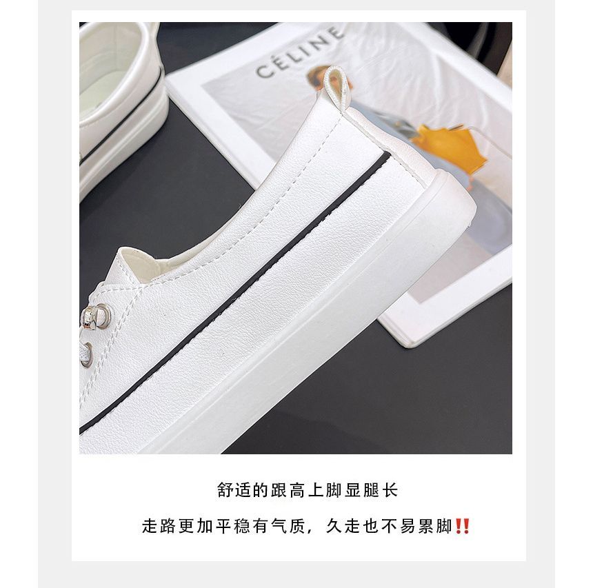 Terute - Platform Contrast Trim Kunstleren Veterschoenen