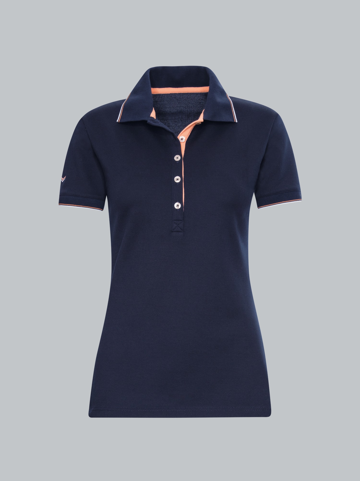Slim Fit Poloshirt mit langer Knopfleiste Navy