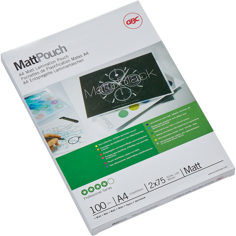 GBC Laminierfolien, A4, 75 mic, matt, 100 Stück