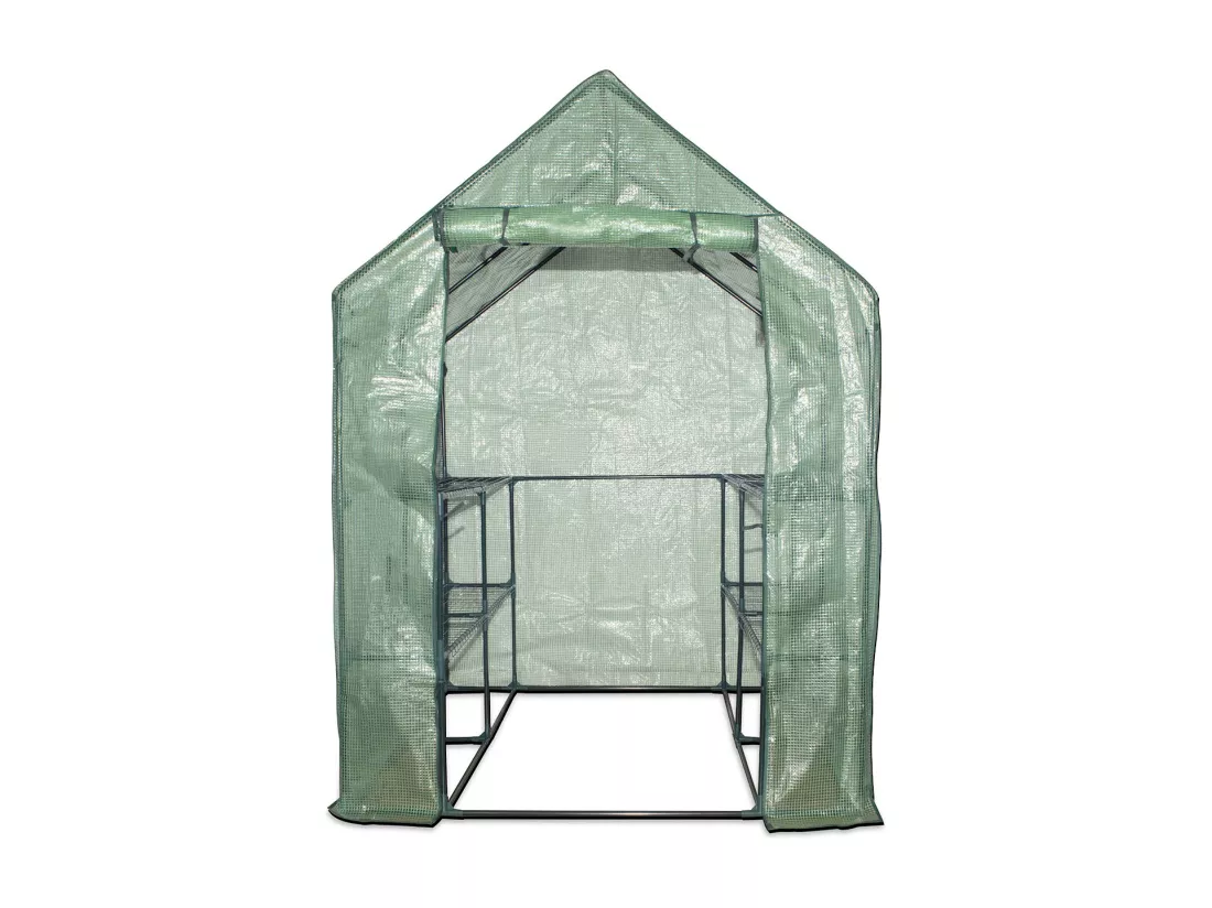 Serre de jardin Basilic 2m² avec 8 étagères en polyéthylène