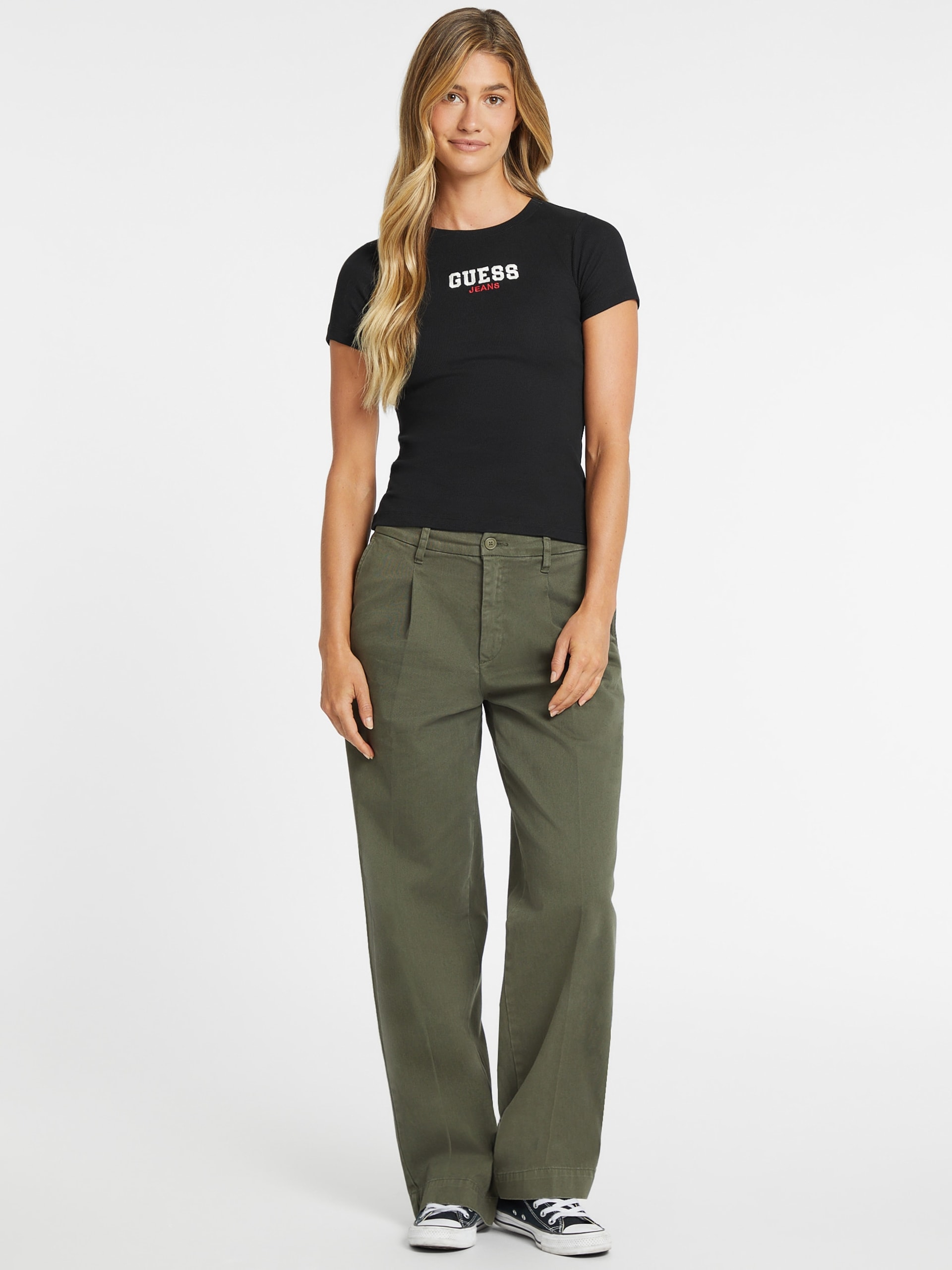 Camiseta Slim Rib-Knit Bordada
