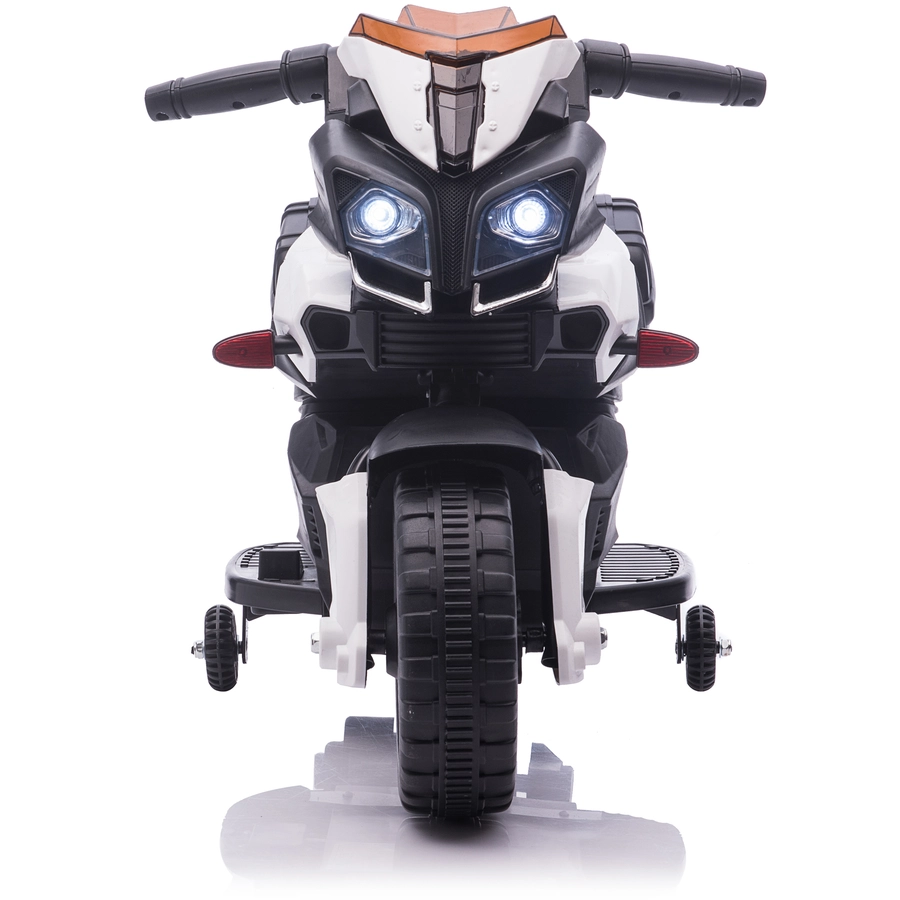 HOMCOM Elektrisches Motorrad für Kinder mit Hupe und Scheinwerfer weiß und schwarz