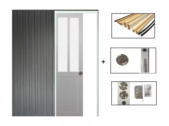 Porte Coulissant Atelier Blanc Vitre Depoli H204 X L83 + Systeme De Galandage Et Kit De Finition Inclus Gd Menuiseries