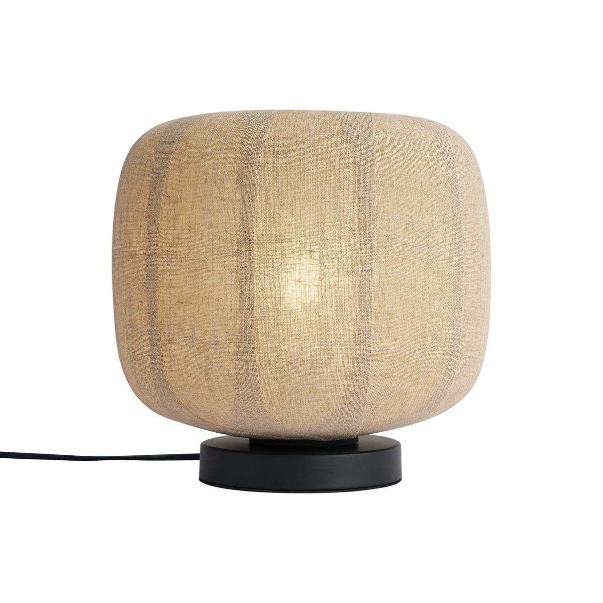 Japandi tafellamp zwart met beige linnen kap 27cm - Nami