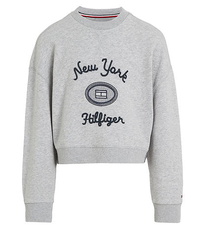 Tommy Hilfiger Bluse - NY EmbroideRød - Light Grey Heather