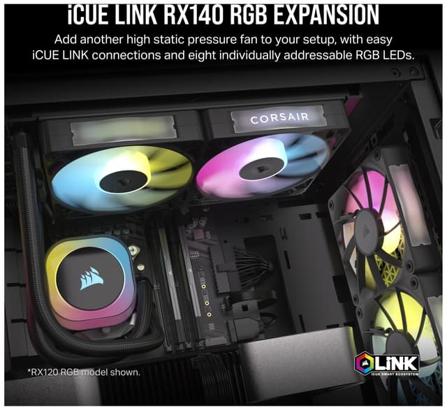 Corsair iCUE LINK RX140 RGB 140mm PWM-udvidelsesblæser (sort)
