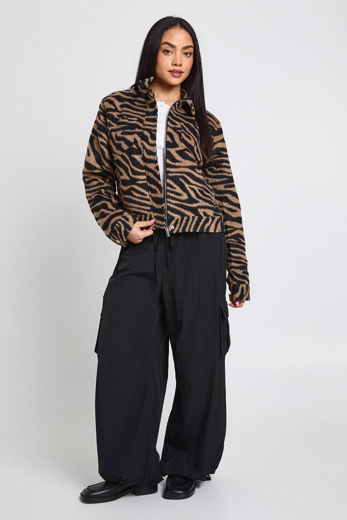 boohoo Veste Aspect Laine Imprimé Zèbre