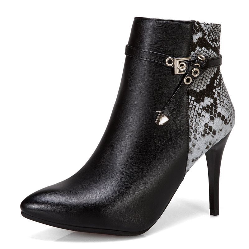 Cinnabelle - Puntige slangenprint stiletto laarzen