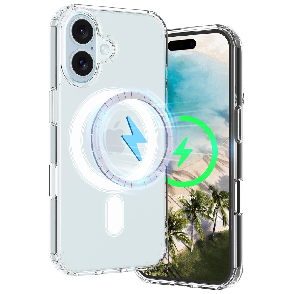 iPhone 16 MagSafe Hybrid Hülle TPU Bumper Acryl Rückseite Air Cushion Fallschutz - Transparent