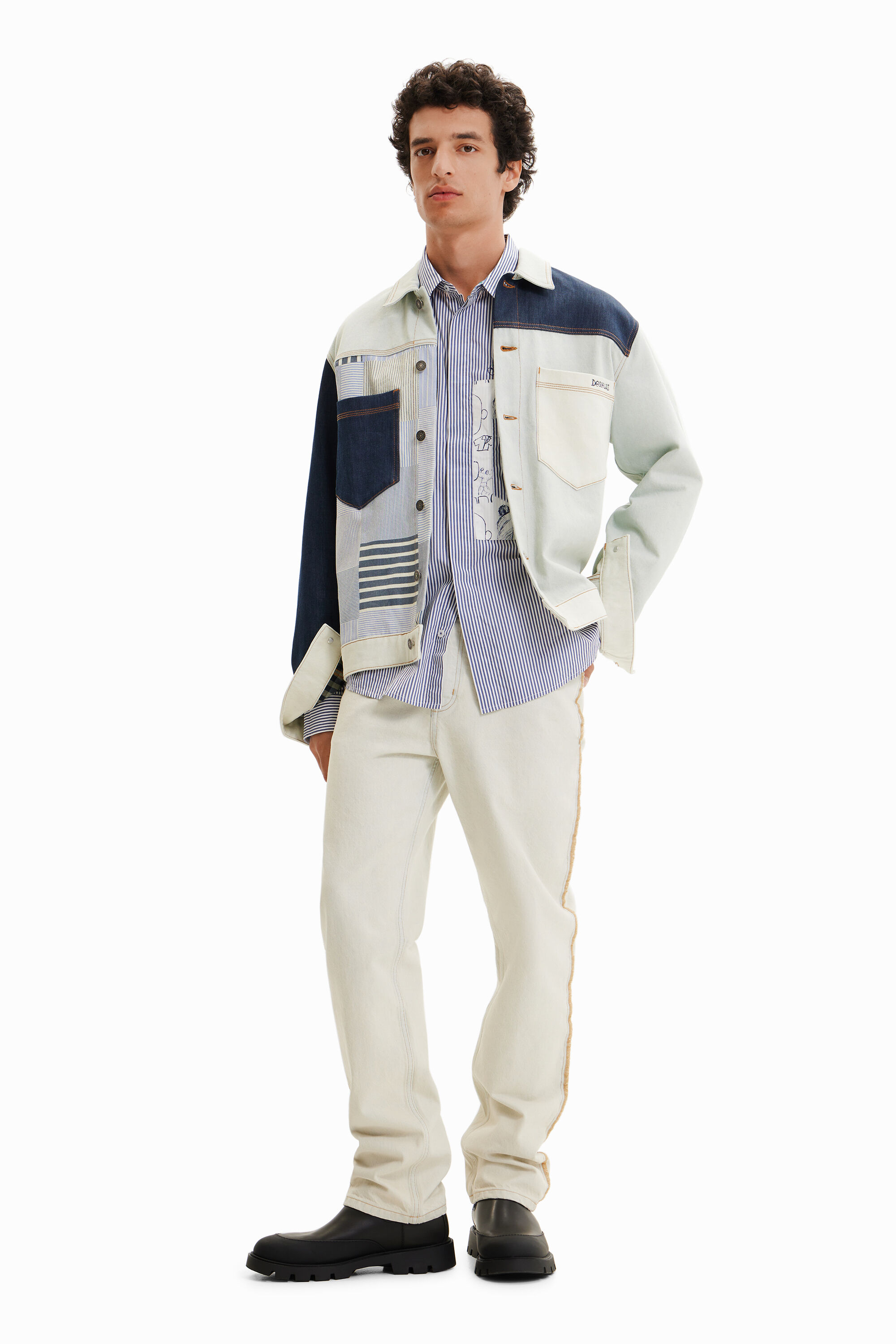 Surchemise en jean patchwork