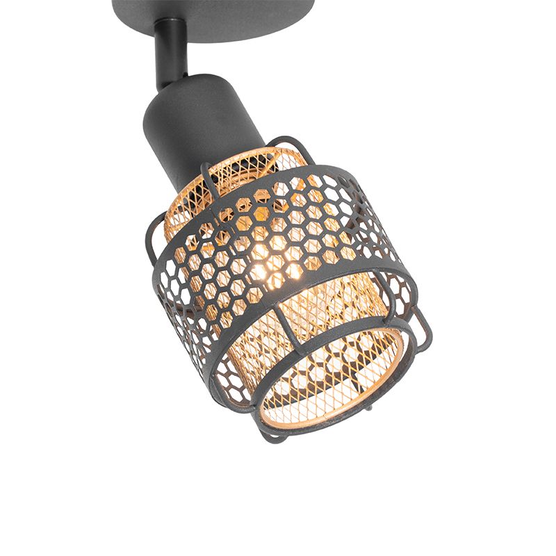 Design plafondlamp zwart met goud - Noud