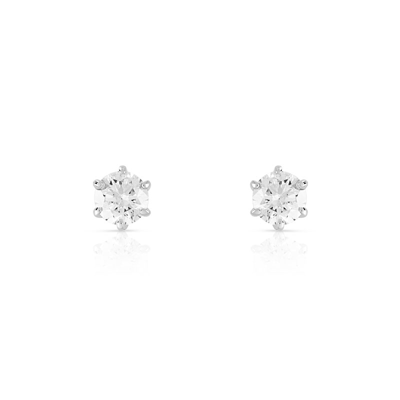 Boucles d'oreilles or 750 blanc diamant