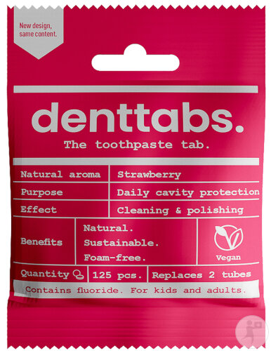 Denttabs Comprimés De Dentifrice Fraise Avec Fluor 125 Pièces