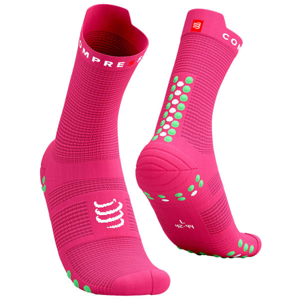 Chaussette running COMPRESSPORT PRO RACING SOCKS V4.0 RUN HIGH HOT PINK/SUMMER GREEN