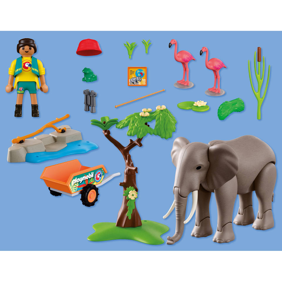 PLAYMOBIL Animal & Friends olifant met dierenverzorger 72068
