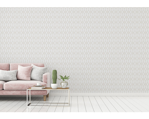 Zelfklevend behang 38567-1 Geometrisch wit metallic 8,40 x 0,53 m