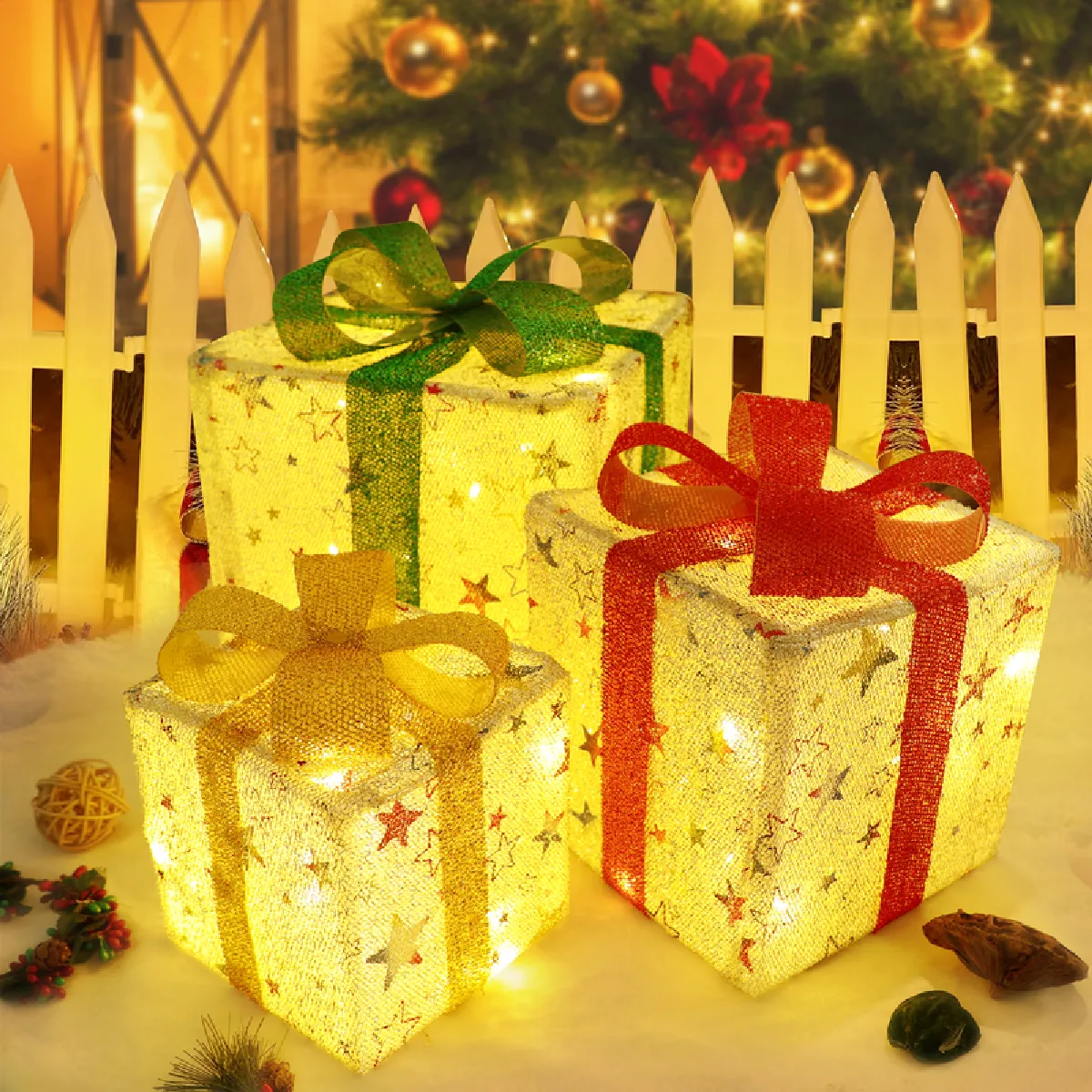 ZMH Gift Box Decoration Noël Set de 3