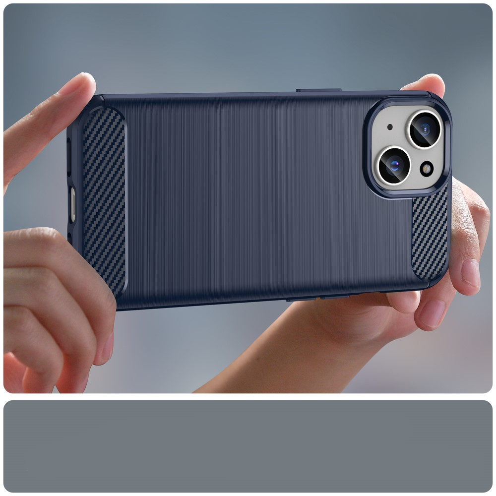 iPhone 15 Gummi Case Schutzhülle Carbon Look - Blau